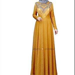 Long sleeve Evening Dress - Mustard